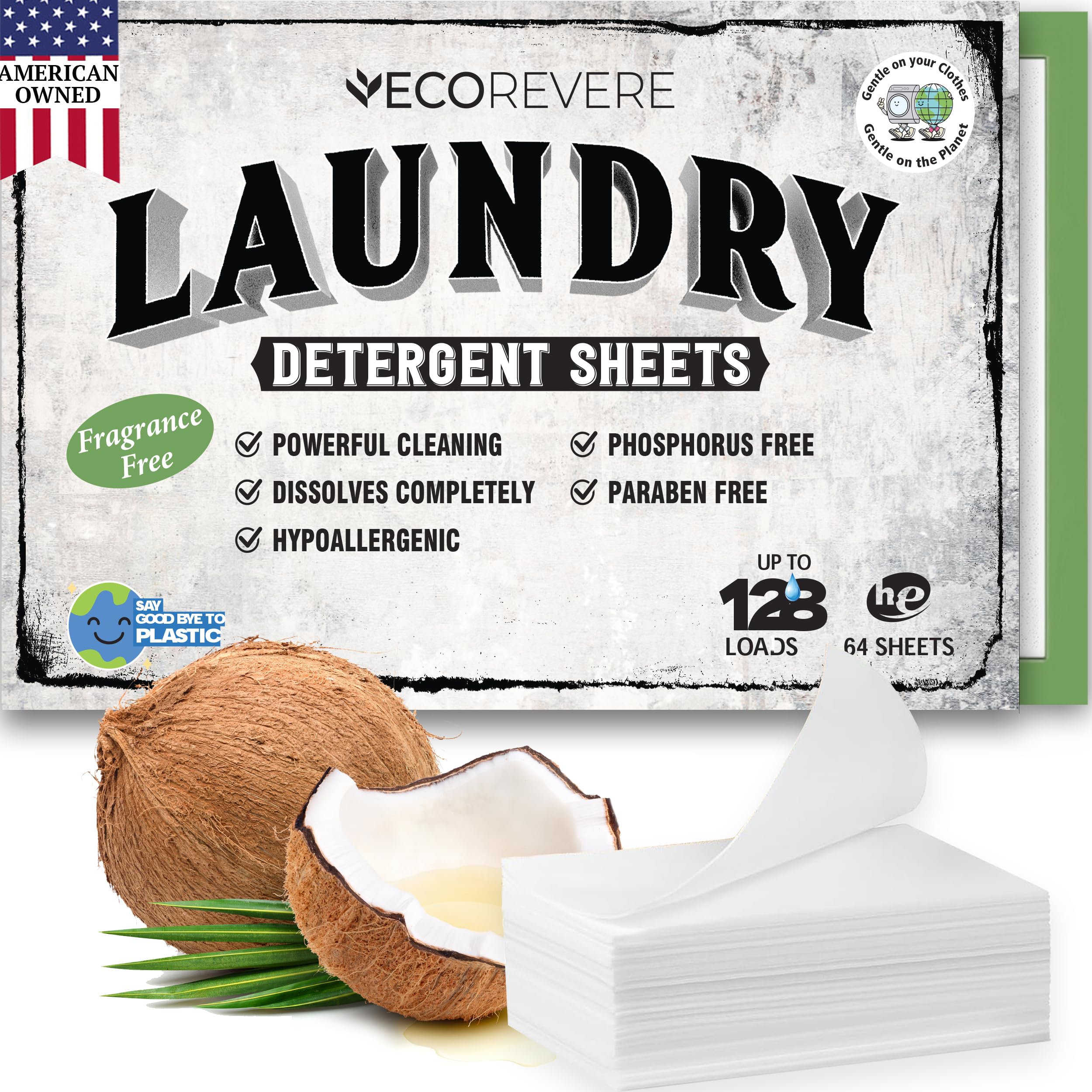 Laundry Detergent Sheets - Eco Friendly Hypoallergenic for sensitive skin, Natural Plant Based Washer Sheets, Travel Laundry Detergent, Chemical Free