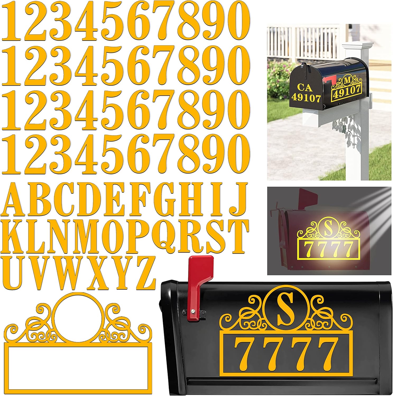 Reflective Mailbox Numbers Stickers, Dadop 66 Pieces with Custom