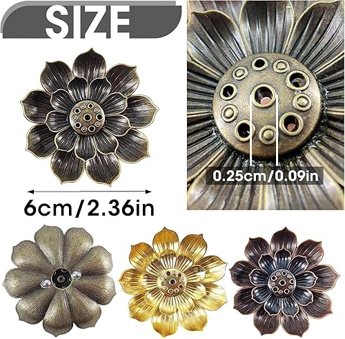 Miniatura 2 de 6 soportes de incienso de latón, soporte para incienso para palos, soporte de varillas de incienso de loto, quemador de incienso de cono, atrapador