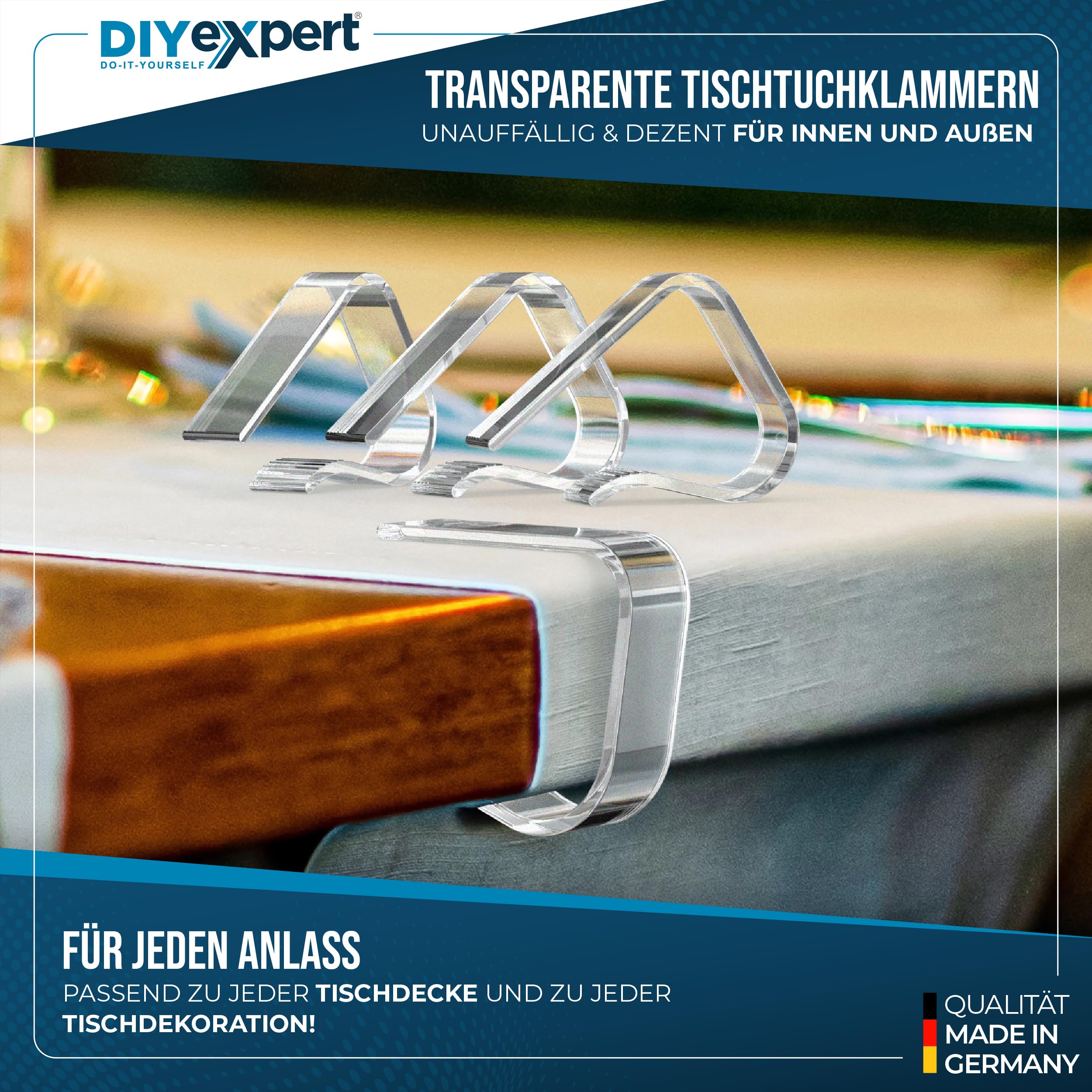 8 Mollette Tovaglia Trasparenti Antiscivolo - Per Tavoli Spessi 3.5-5 Cm, Cucina, Giardino - Foto 8