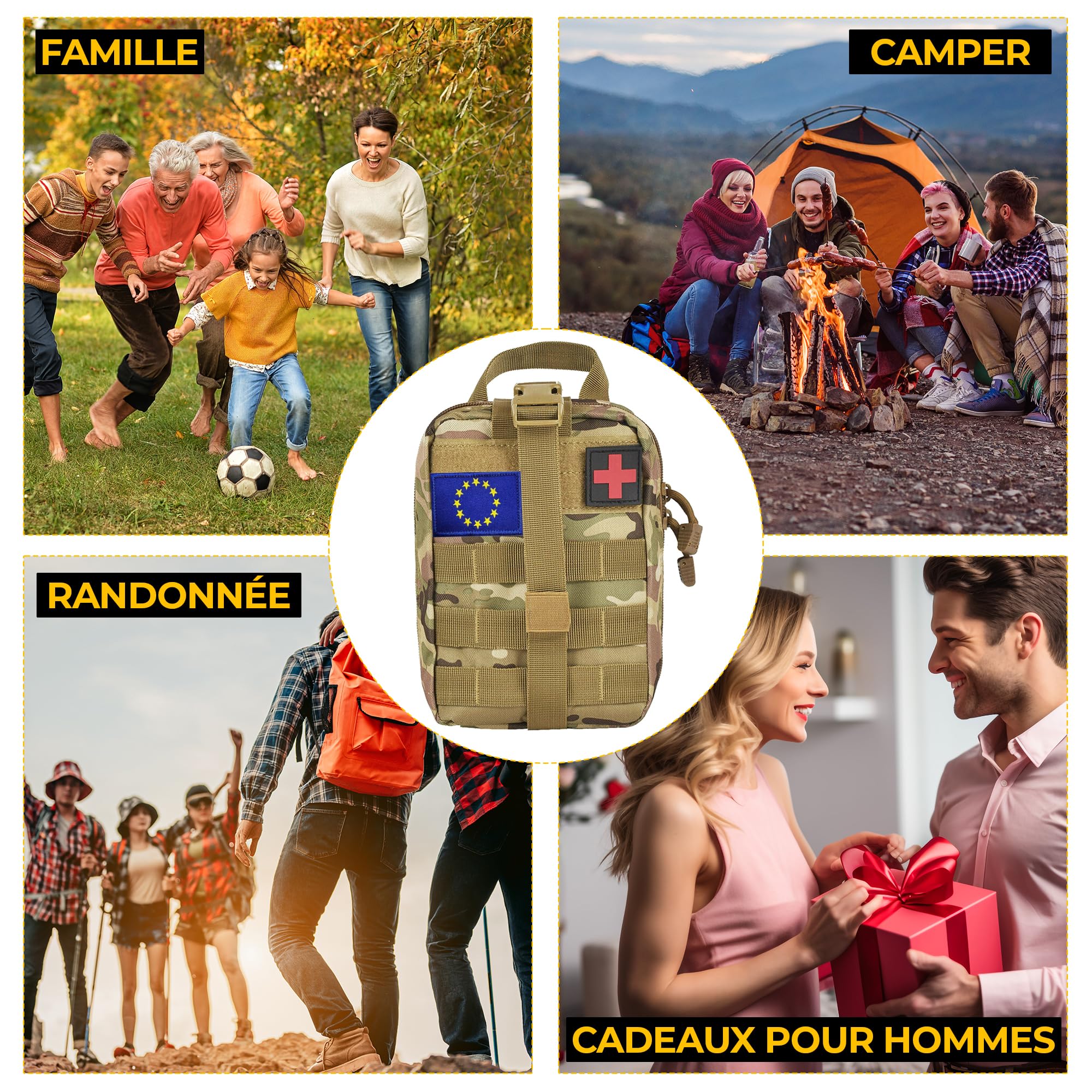 Kit de Survie Ultime Complet 153 en 1, Trousse de Secours d’Urgence pour Premiers Soins, Sac de Survie Complet Pratique, Trousse de Secours Complete Leger, Survie Materiel Militaire pour Camping
