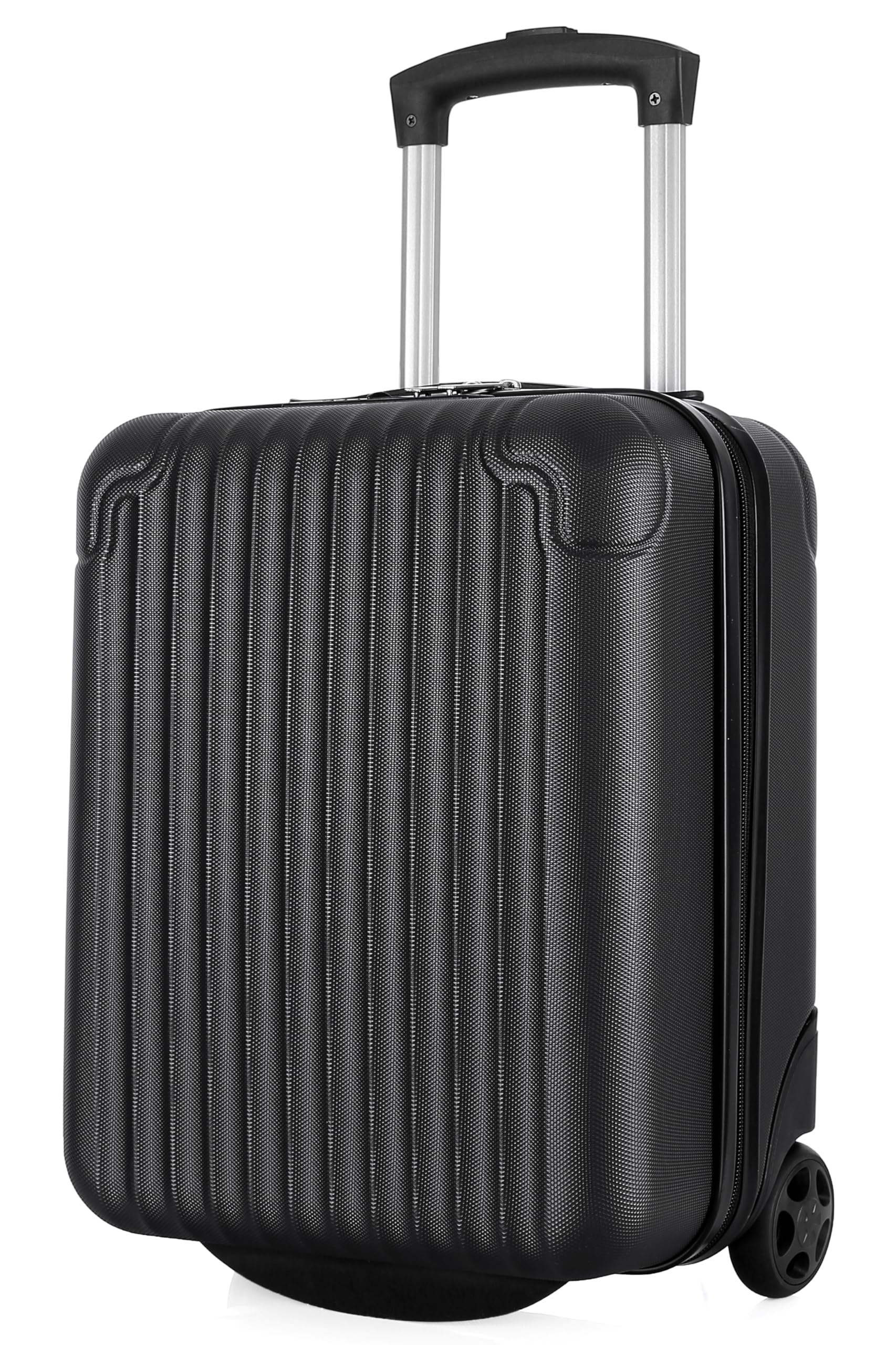 R.Leone Valigia Trolley Bagaglio a Mano 40x30x20cm Wizzair Vueling 2 Ruota in ABS 288 (Nero, Valigia 40X30X20cm 2Ruota)