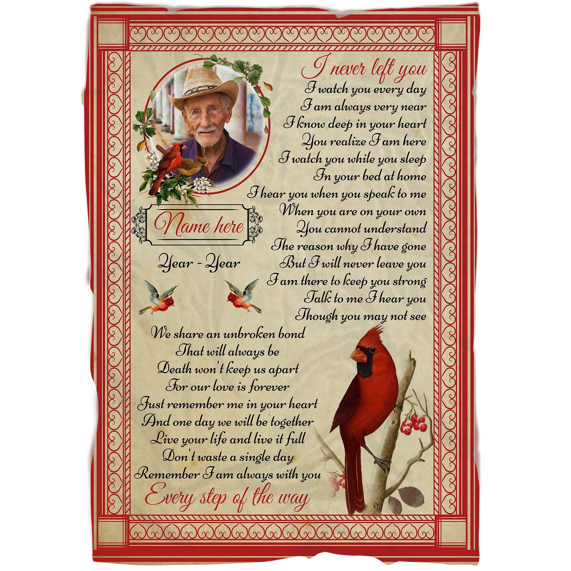 Personalized Memorial Christmas Blanket | I Never Left You Memorial Blanket  For Loss Of Son | Memorial Blankets With Photo | Funeral Gift - dral. regionlima.gob.pe