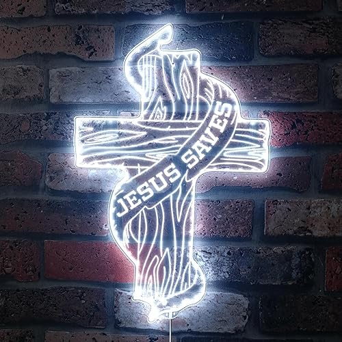 Miniatura 9 de ADVPRO Jesús salva cruz de madera con cinta RGB Dynamic Glam LED Sign - Forma de corte a borde - Decoración de pared inteligente 3D - Iluminación