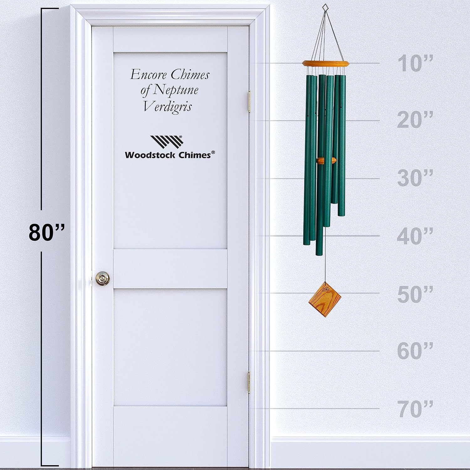 Woodstock Chimes Neptune Wind Chime for Outside 54" Large Verdigis, Deep Tone Sound for Outdoor Garden, Patio, Porch Decor, Encore Collection DCV54