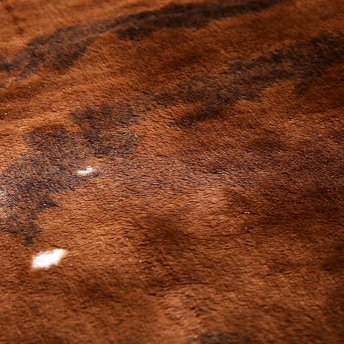 Miniatura 4 de Tapete con estampado de vaca de 4.1 x 4.2 pies, tapete para el hogar de piel de vaca sintética, Poliéster & Mezcla de poliéster, Marrón