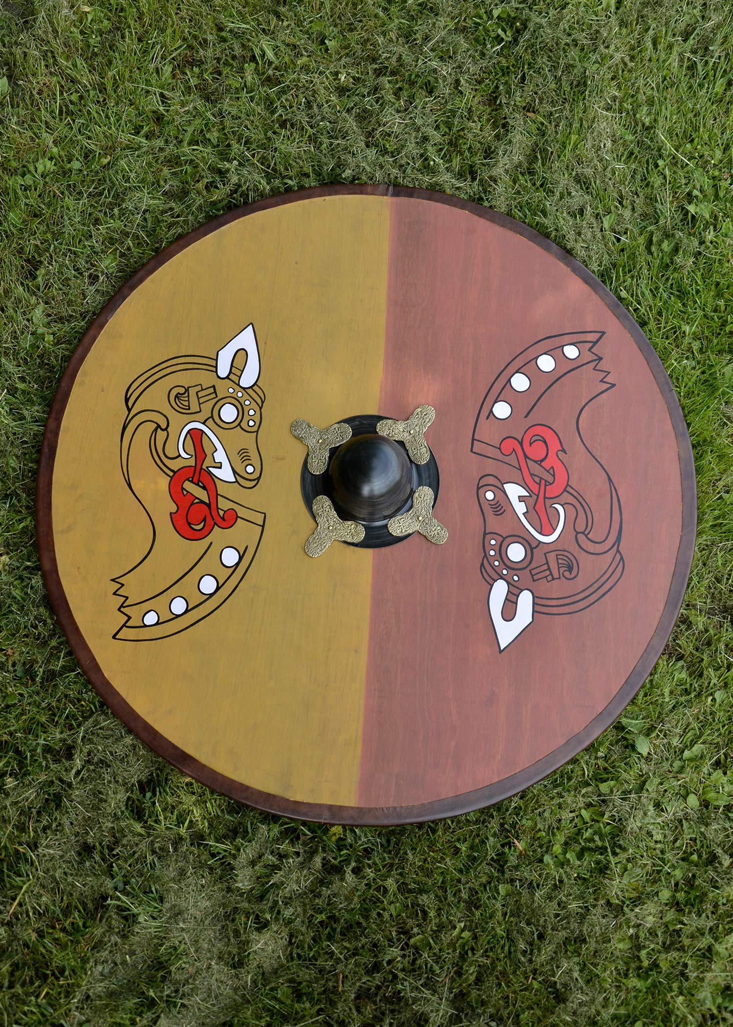 Los vikingos alrededor de escudo, de madera, con diseño nórdico xintron - escudo - escudo Vikingo