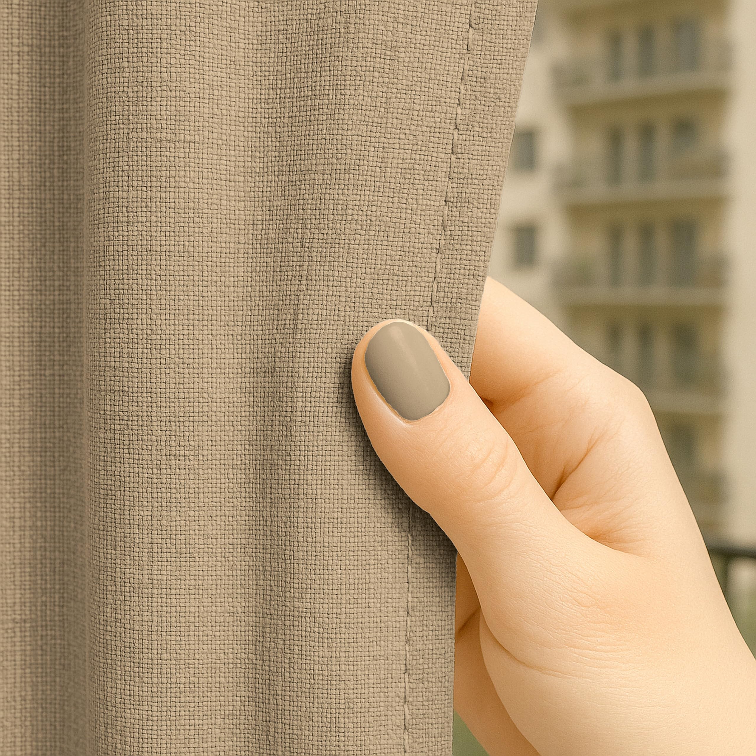 Byour3 – wasserdichte Outdoor Vorhäng Wetterfest mit Metallringen Anti-Schimmel Verdunkelungs Seitenvorhänge Markise für Balkon Pavillon Terrasse Sonnenschutz (Beige, B. 200 x 290 L)