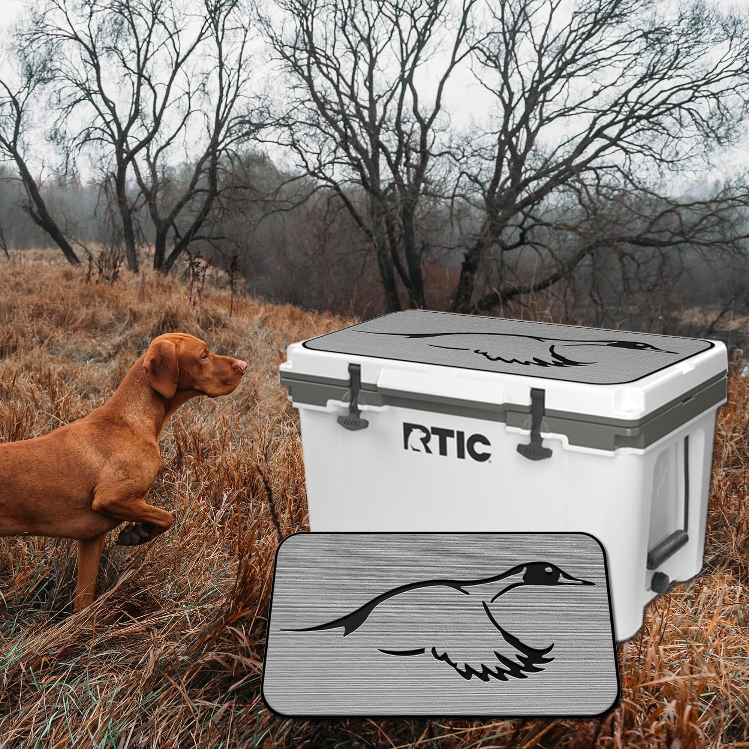 USATuff SeaDek EVA Mat Cooler Pad fits RTIC | Peel & Stick Application | Non Slip Comfort Accessories - Duck Solo Hunting Design (StormGray-Black)