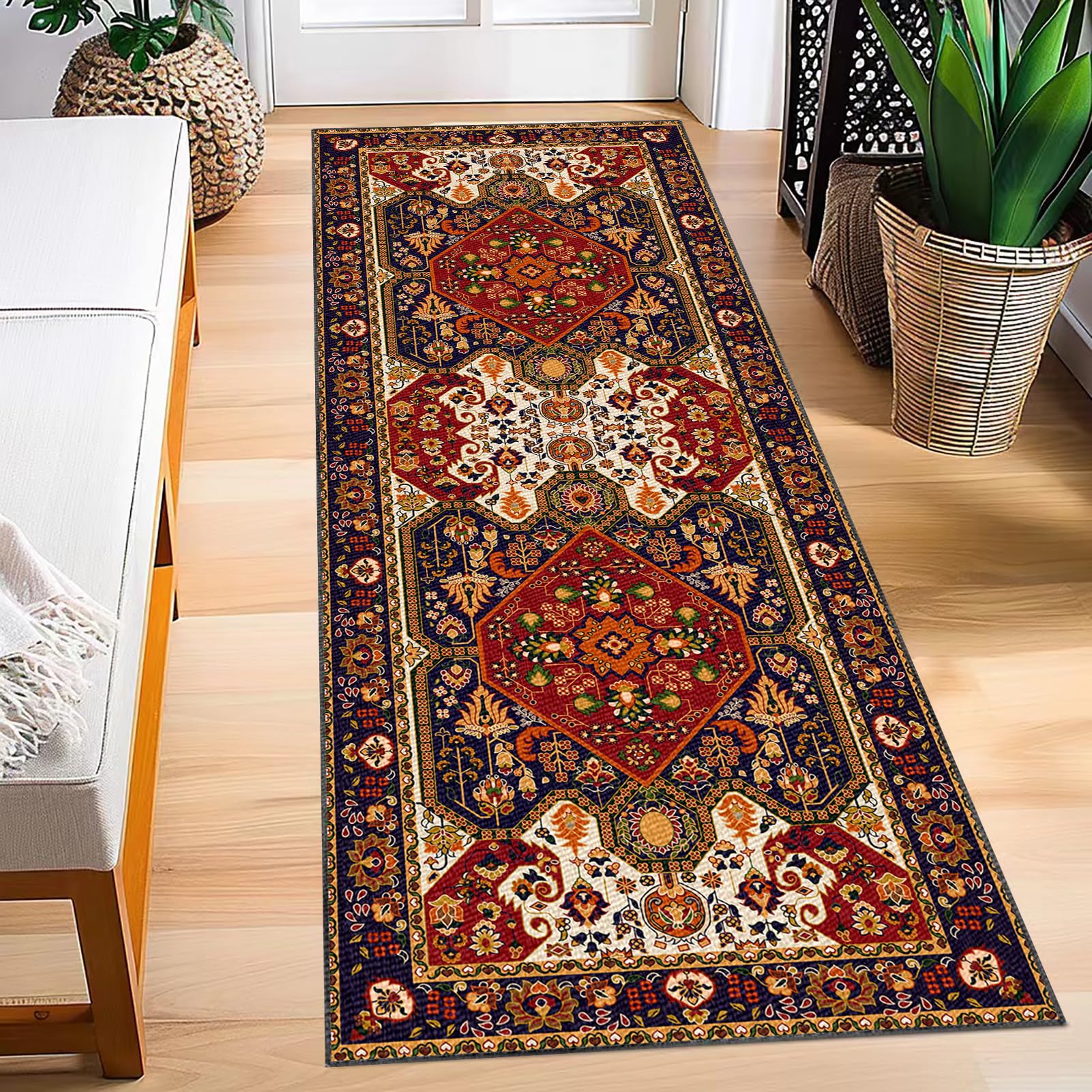Tapis de Passage Long Tapis de Couloir Antidérapant 60 x 400 cm Tapis de Cuisine Lavable en Machine Tapis d Entree Interieur Tapis Salle de Bain Tapis Couloir Long Moderne pour Cuisine Salon Bureau