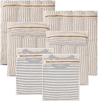 Vista 8 de HEAVYWOOD Bolsa de malla de algodón de 4 piezas, bolsa de lavado orgánico para lavadora, bolsas de lencería para lavar prendas delicadas