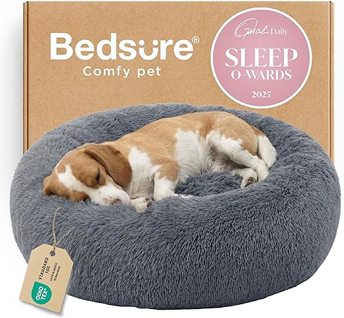 Miniatura 66 de Bedsure - Cama calmante para perros medianos, lavable, mediana, con forma de dona, antideslizante, afelpada, esponjosa, pelo sintético, para gato,