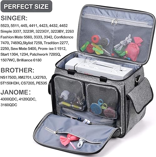 Miniatura 3 de CAB55 Estuche para máquina de coser - Bolsa de transporte con relleno extraíble, bolsa para máquina y accesorios