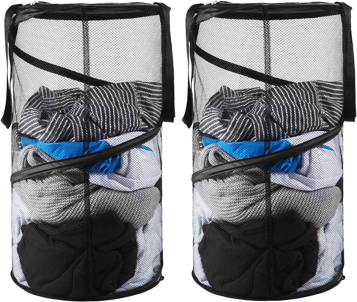 2 Packs Pop-Up Mesh Laundry Hamper, Foldable Collapsible Laundry Basket with Handles for Dirty Clothes, Baby Accessories Toys, Sporting goods