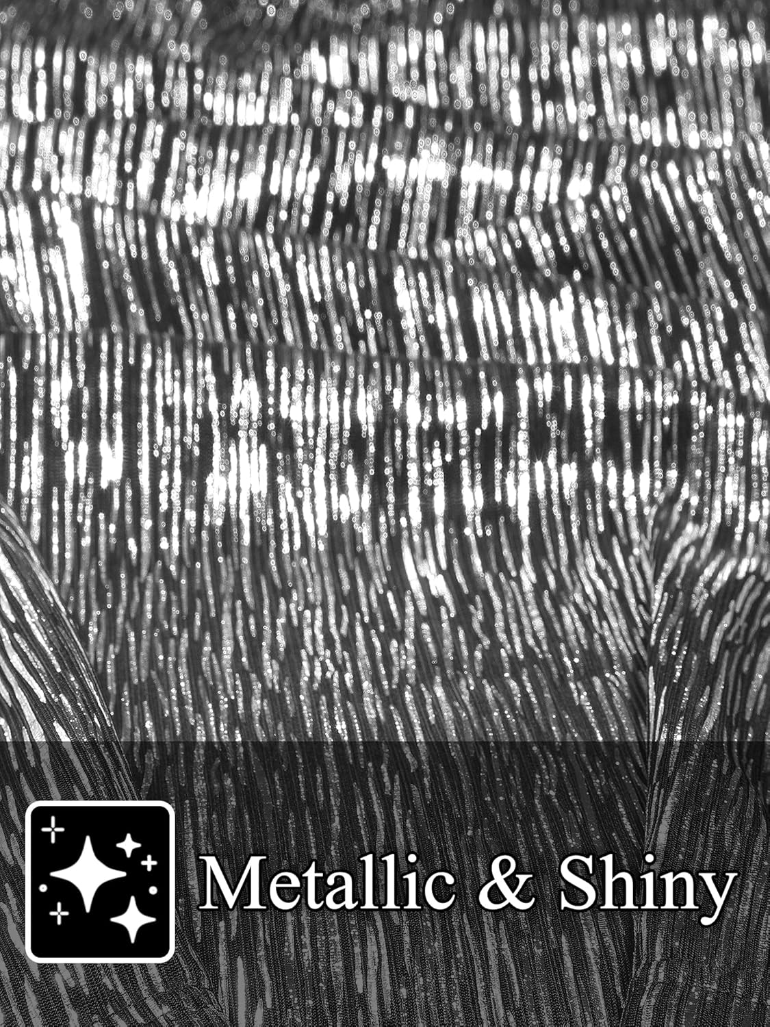 Lars Amadeus Metallic Tee for Men's Round Neck Short Sleeves Club Sparkle Shiny T-Shirt Top - Image 3