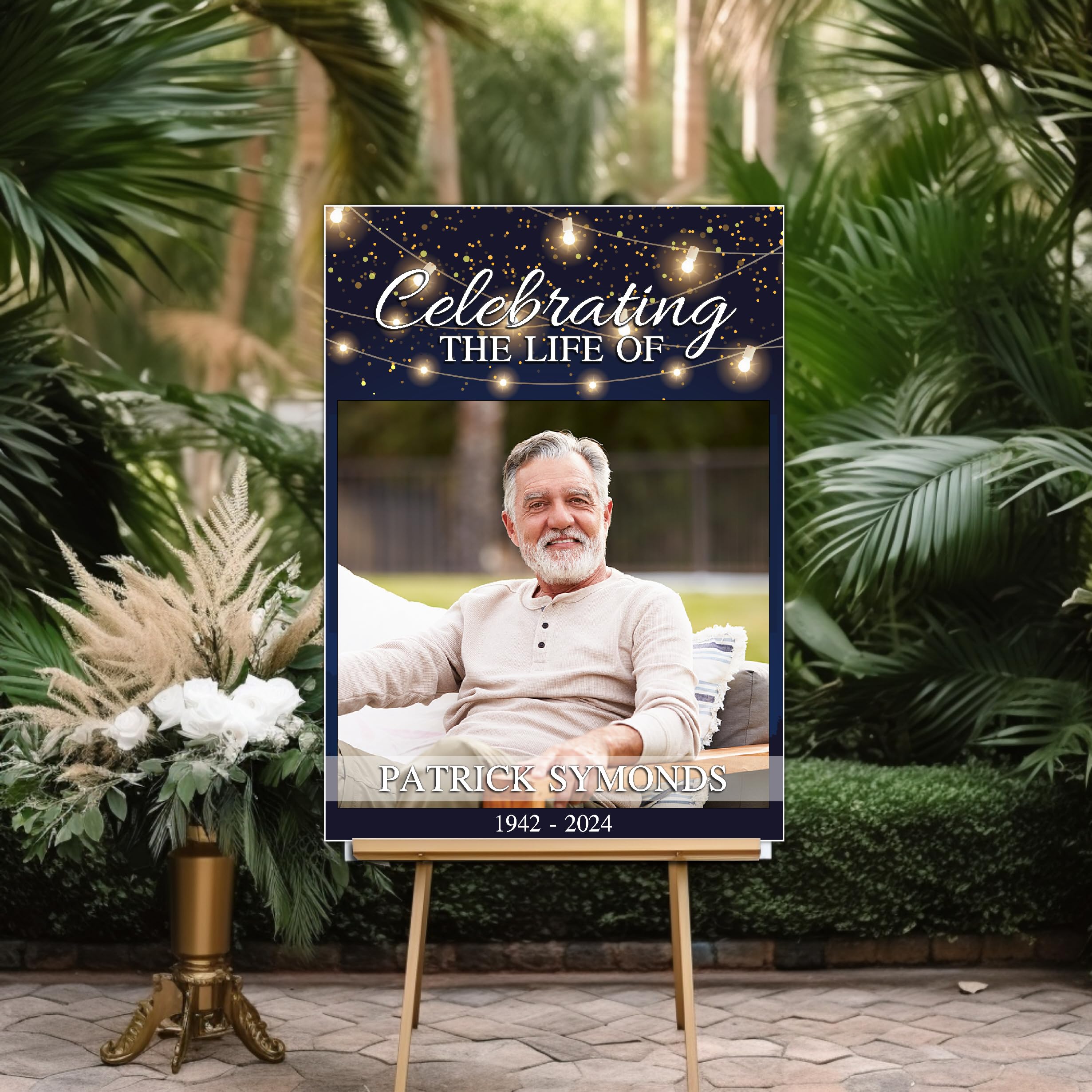 Personalised Memorial celebration of life Photo Poster Banner. Funeral Wake keepsake print Remembrance Sign Decorations N231
