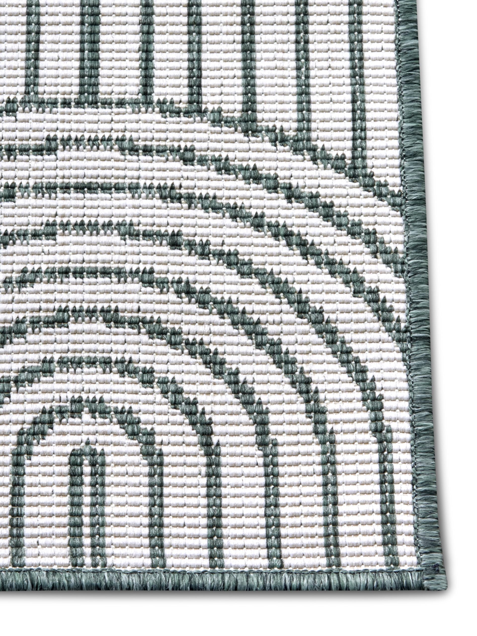 Hanse Home Pangli Tapis d'extérieur résistant aux intempéries – Tapis réversible Style scandinave bohème imperméable uni géométrique Effet 3D pour Jardin, Balcon, terrasse, Salon – Vert 80 x 150 cm