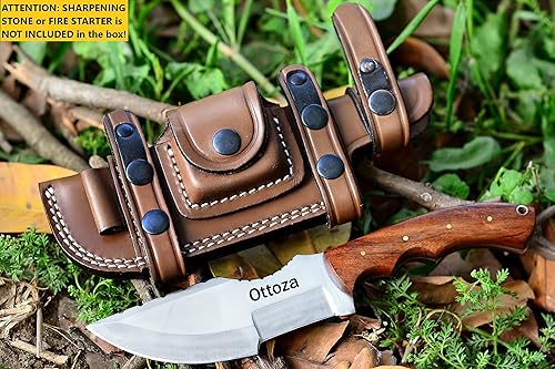 Miniatura 9 de Ottoza Cuchillo rastreador de acero D2 hecho a mano con mango de madera, cuchillo de supervivencia - Cuchillo de campamento - Cuchillo de caza de