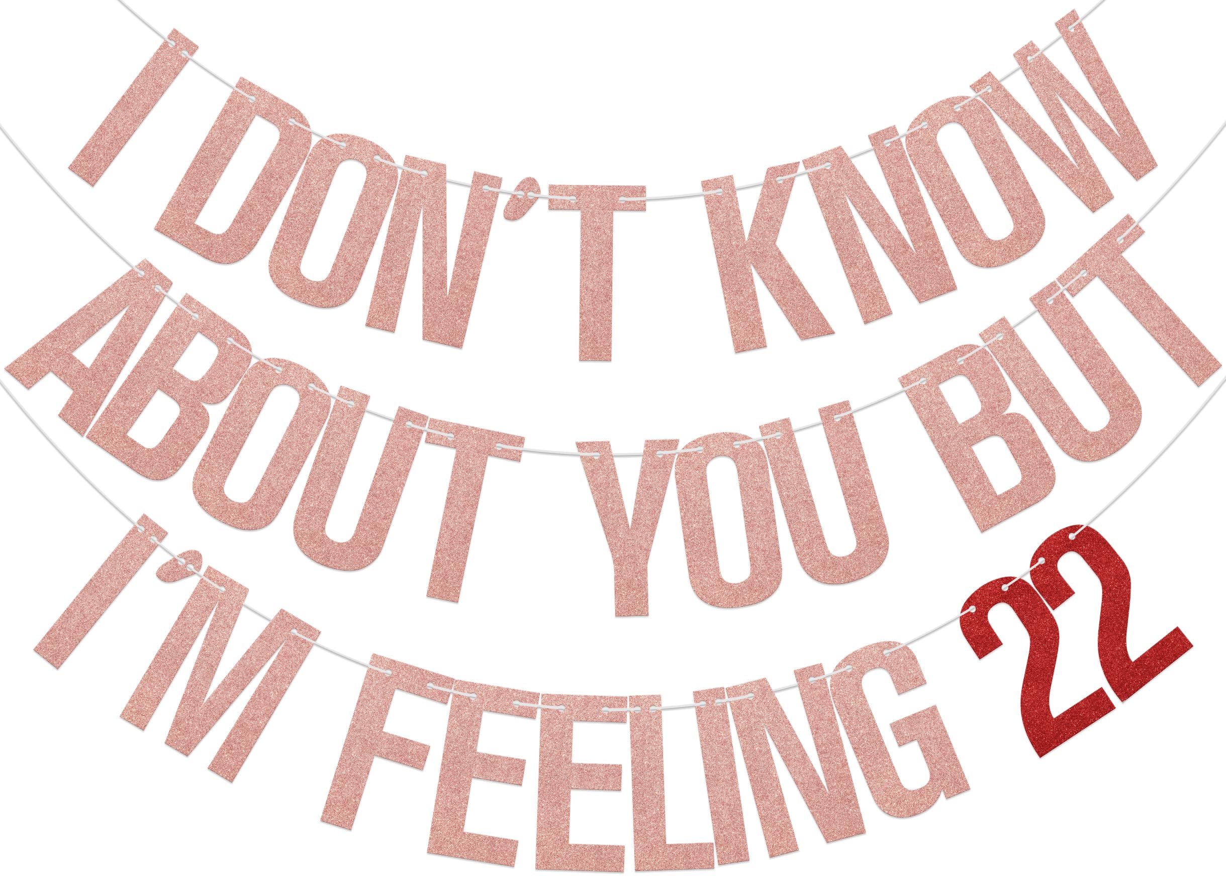 Aumccxz I Don't Know About You But I'm Feeling 22 Banner Happy 22nd Birthday Decorations Feeling 22 Birthday Decorations Rose Gold & Red
