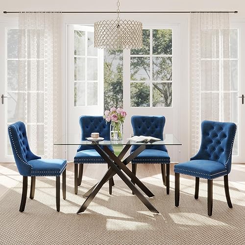 Miniatura 30 de Juego de comedor de cristal de lujo plateado de 5 piezas, juego de mesa de cocina minimalista moderno para 4 personas, juego de comedor con negro +