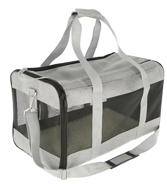 Foto 2 de 7 de Kerbl Pet Bolsa de Transporte Casual, Bolsa para Perros, Gris, 41x28x29 cm, poliéster, para Perros pequeños