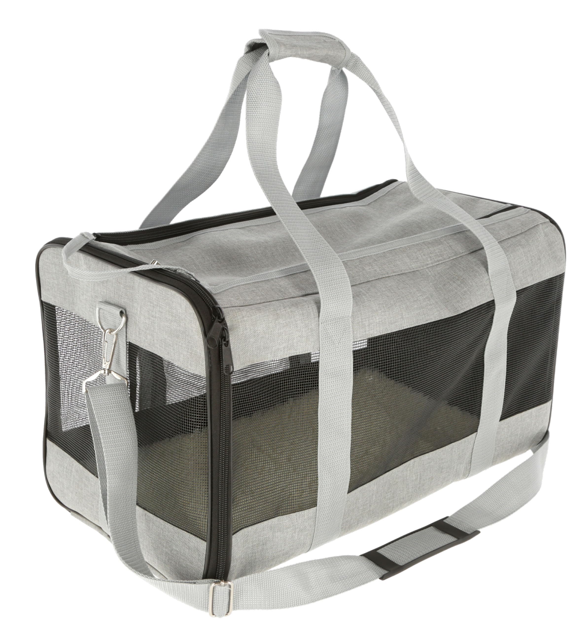 Kerbl Pet Bolsa de Transporte Casual, Bolsa para Perros, Gris, 41x28x29 cm, poliéster, para Perros pequeños, Funda Lavable, Insertos de Malla antiarañazos | Gris, 41 × 28 × 29 cm, poliéster, con funda lavable e inserciones de malla resistente a los arañaz