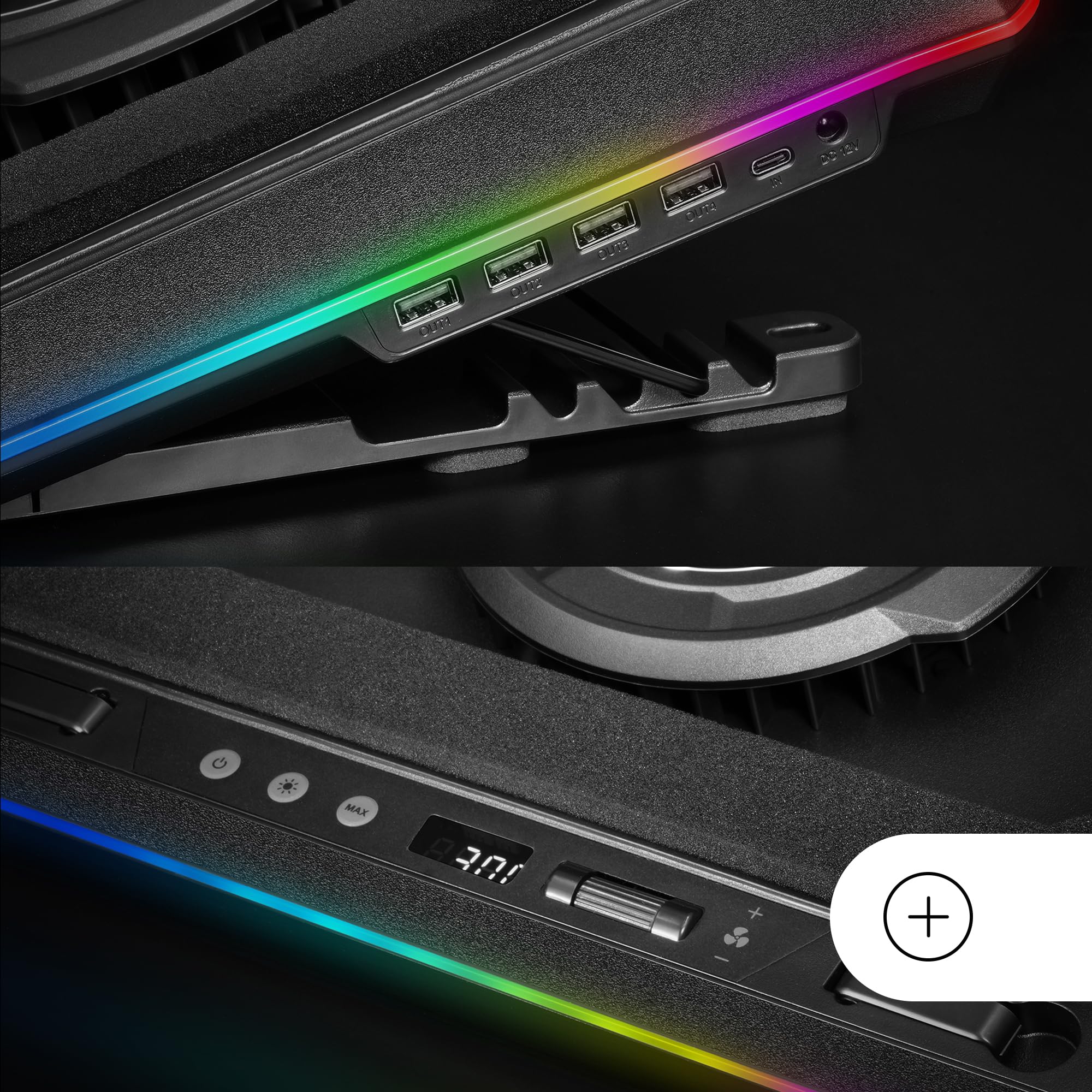 Mars Gaming MNBC-ULTRA Base Raffreddamento Laptop 140mm Ventola CoolCore Airflow RGB Chroma 5 Posizioni Nero