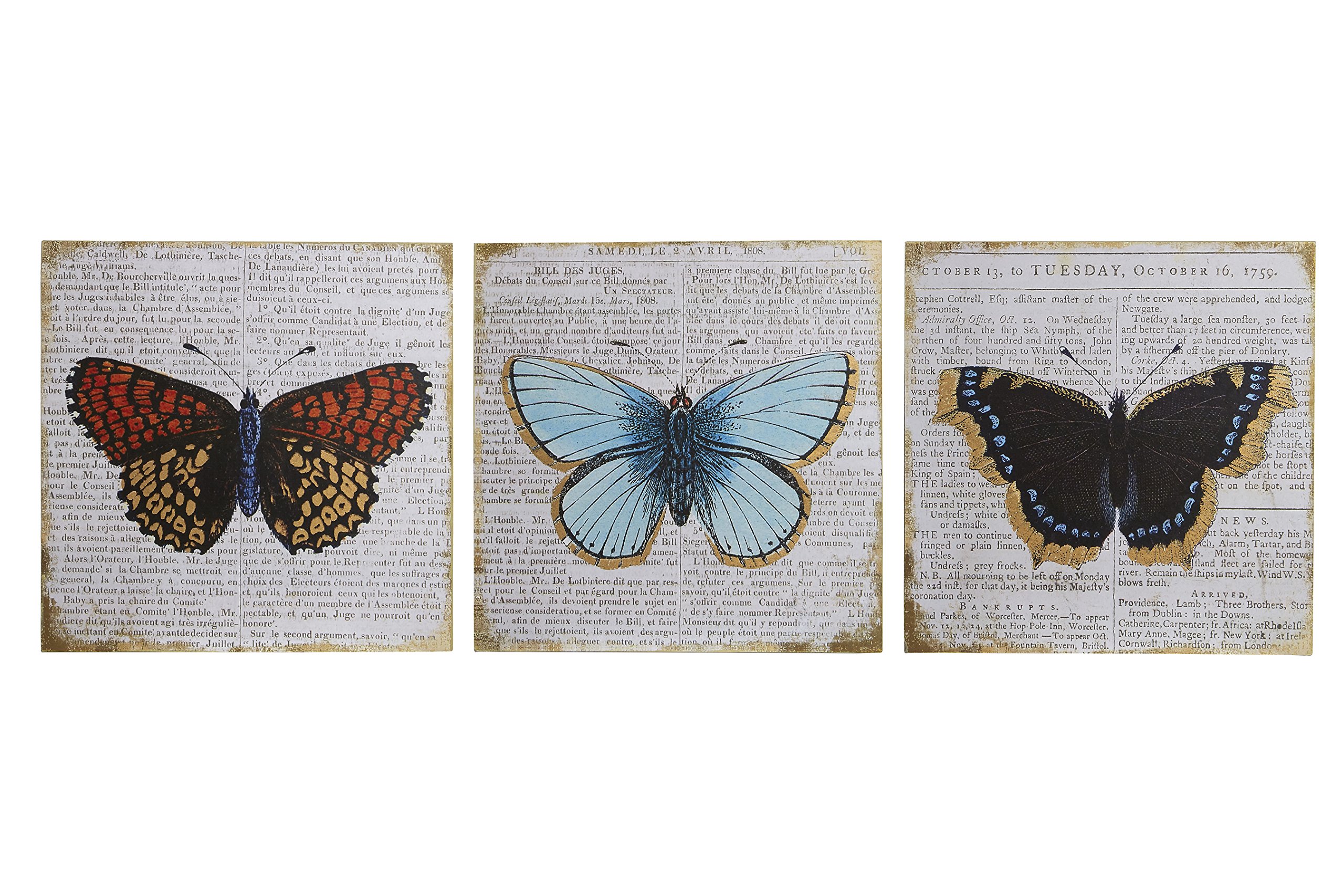 Orsina Butterfly Wall PlaquesSet Of 3Trio Of Wooden Signs With Colourful Butterfly MotifsRustic Finish Adds from B&Q