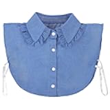 Dickey Collar for Women, Detachable Collars for Women Faux Collar for Half Shirts Blouse False Outfits Neck Ruffle Collars Dark Blue Costume Accessories