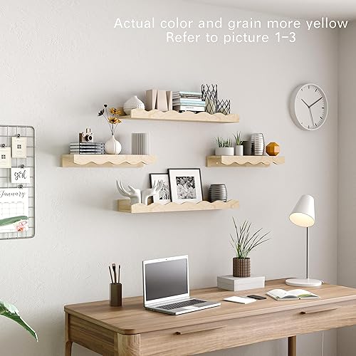 Miniatura 6 de Estantes flotantes para decoración de pared de 24 pulgadas de largo, juego de 2 estantes para libros de guardería, estantes de baño sobre estante de