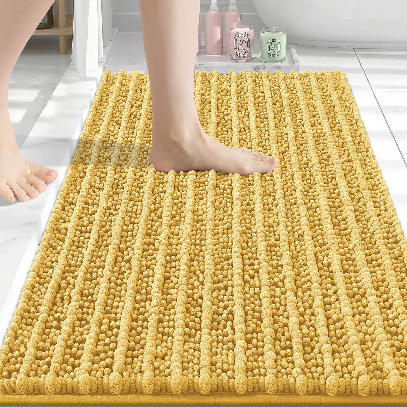 Arotive Bathroom Rugs Mat 34x21, Soft Absorbent Chenille Shaggy Bath Mat