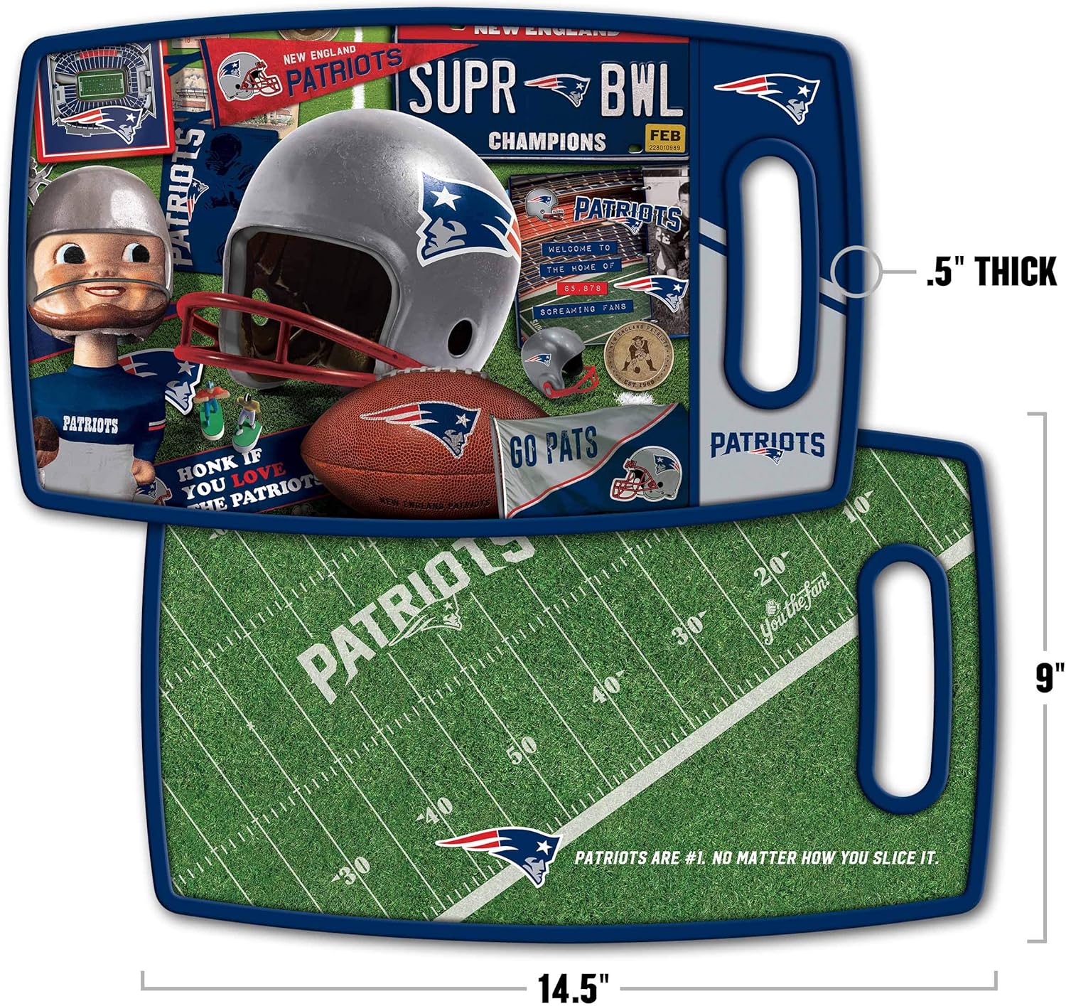 YouTheFan NFL New England Patriots 3-Piece 22" x 9" BBQ Set, 14.5" x 9" Cutting Board