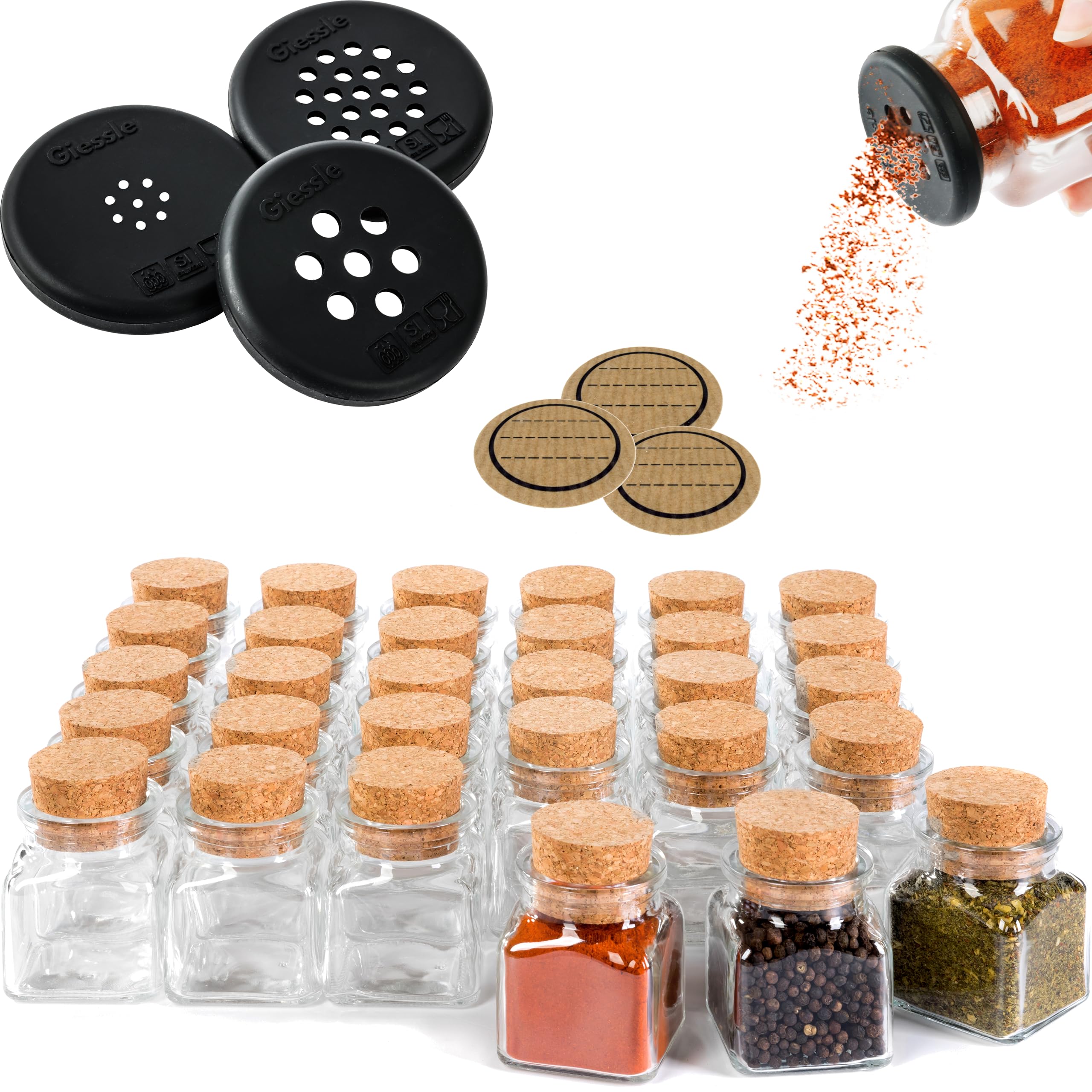 30 Stück kleine Gewürzgläser mit Korken, 100ml, 8cm hoch