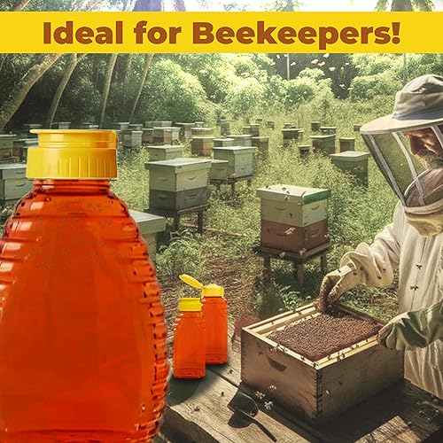 Miniatura 5 de Skywin Honey Jar - Botellas de miel de plástico transparente y dispensador de recipientes de miel con tapa abatible y sello (10, 32 onzas)