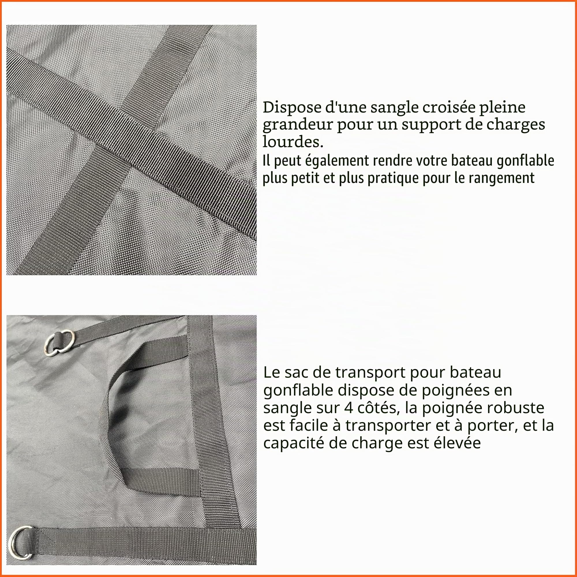 Sac de rangement pour bateau gonflable - Sac de transport pliable pour bateau gonflable (coque) - Sac de rangement et de transport adapté pour les bateaux gonflables de 2,1 à 3,4 m (230-330