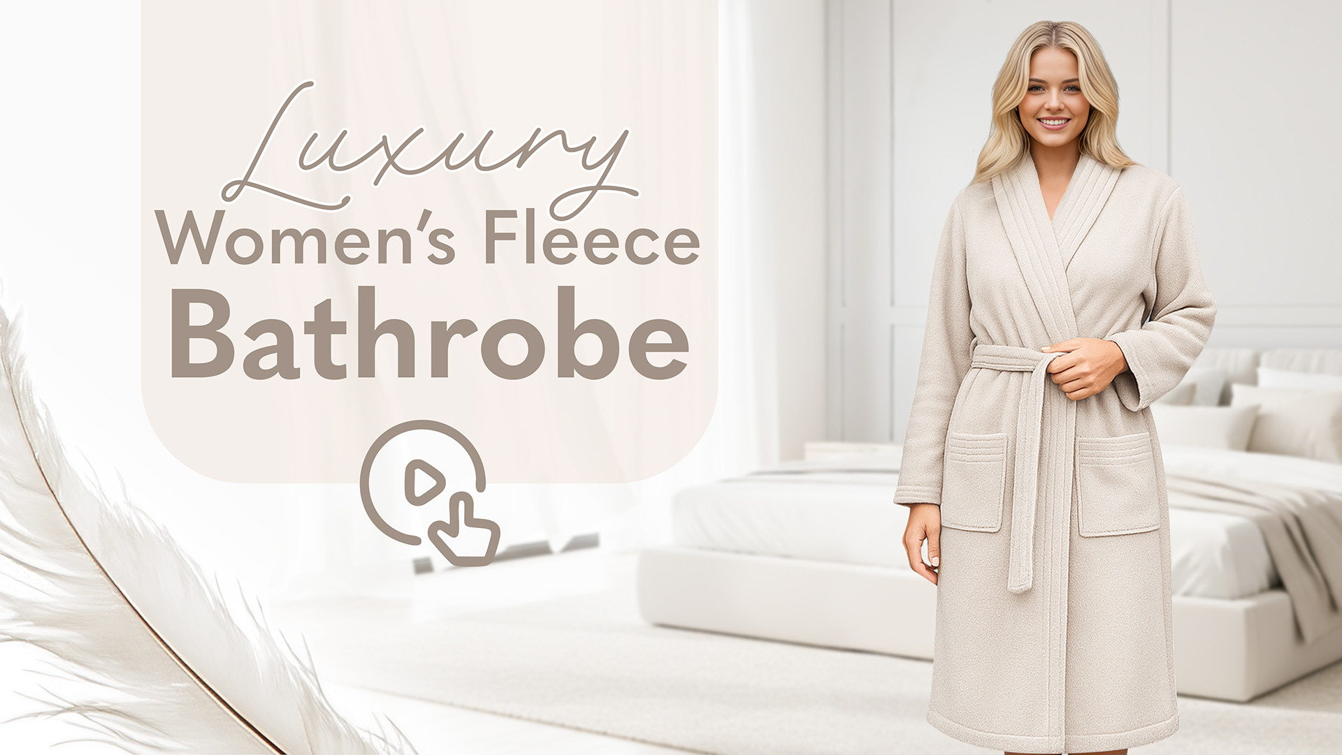 Image of American Soft Linen Women's Fleece Bathrobe - Luxury Soft, Plush, Fuzzy & Warm Turkish Robe for Women, Cozy Spa Quality Adult Bathroom Lounge Robe, Beige M