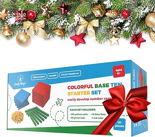 Miniatura 2 de Simply magic 131 bloques base de diez bloques para matemáticas Bloques de valor posicional, base 10 manipulativos matemáticos K-3, contadores de