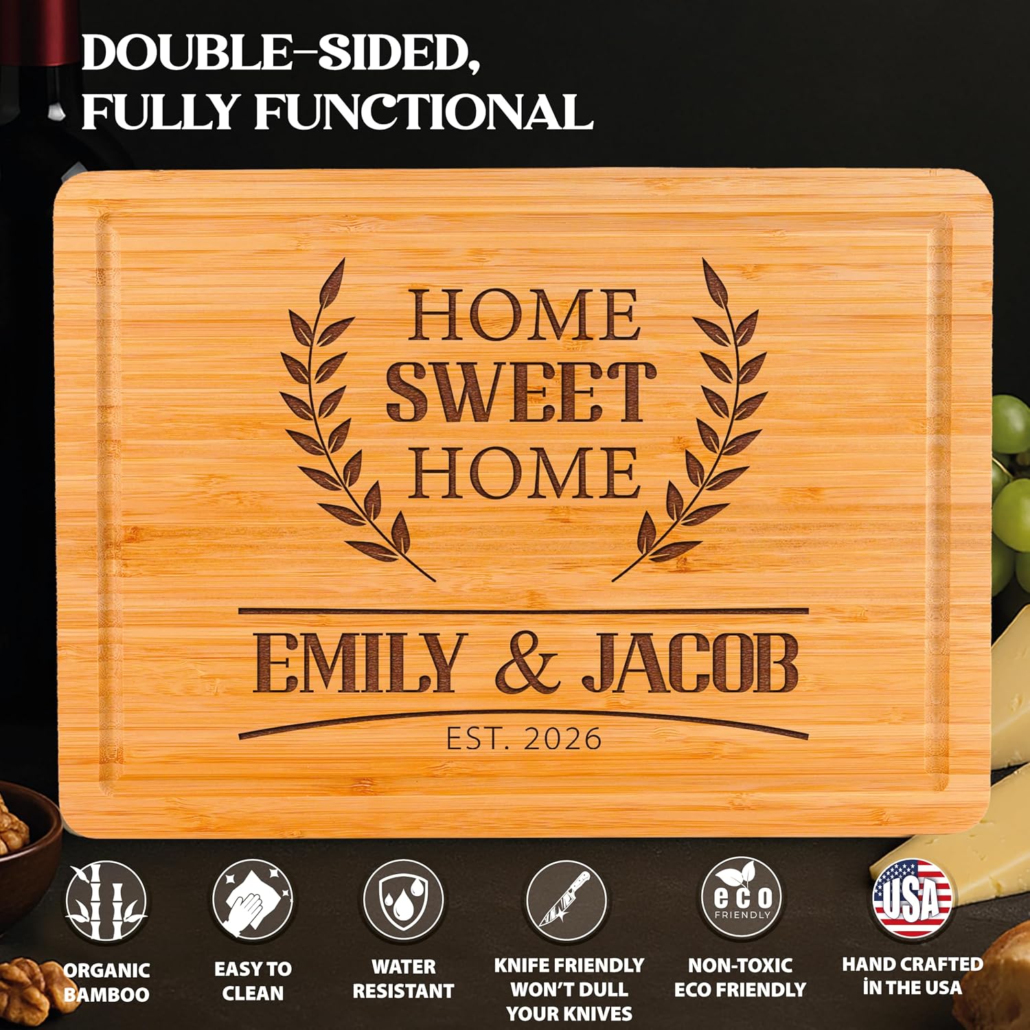 Personalized Cutting Board Wedding Gift, Housewarming, Neighbour, New Home Owner Gifts Ideas for Anniversary, Newly Named, Personalized Closing Gift for Home Buyers, Parent, Best Friends, Birthday,