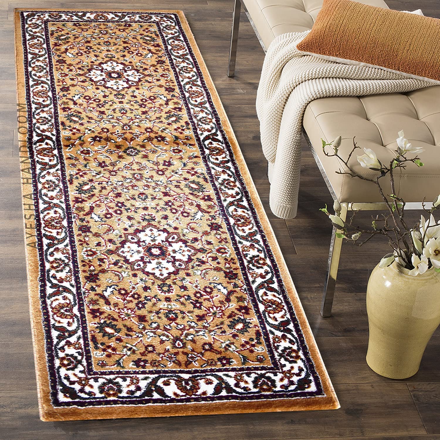 Persian Design Bed Side Carpet Runner & Gallery Carpet with 1 inch Thickness 2 X 6 Feet-image-35