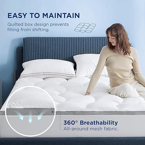 Miniatura 6 de Bedsure Cubrecolchón impermeable tamaño Queen, protector de colchón extra grueso con bolsillo profundo de 8 a 21 pulgadas, protector de colchón