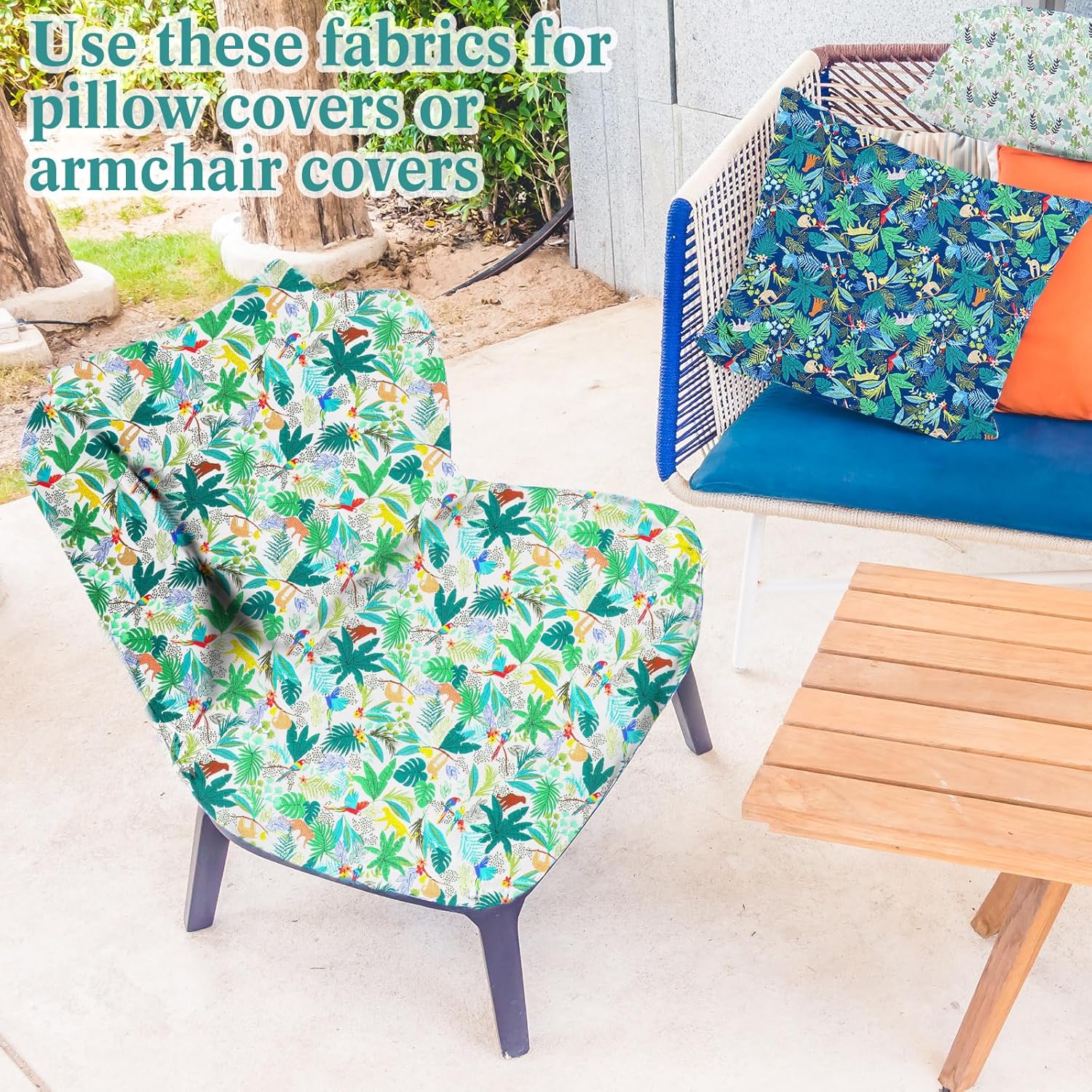 Boao 3 Pieces 3 Yards 62 Inch Wide Floral Cotton Fabric Tropical Rainforest Pattern Flowers Print Quilting Fabric Bundle for Mother's Day Quilting Sewing Crafting DIY Making