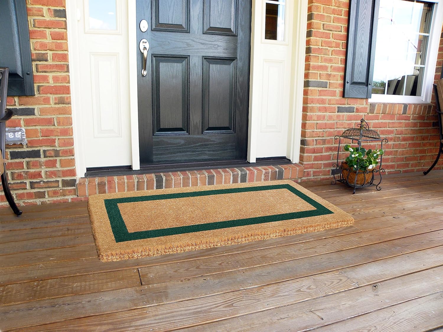 Coir Doormat Thick 2” Coco Coir Luxury Outdoor Door Mat with Single Picture Frame Border in Multiple Sizes and Colors –Front Door Outdoor Mat (Green, 24" x 57")