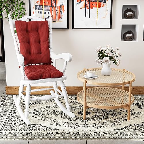 Miniatura 10 de Klear Vu The Gripper - Cojín antideslizante para silla mecedora, incluye almohadilla de asiento y almohada de respaldo con lazos para balancín de