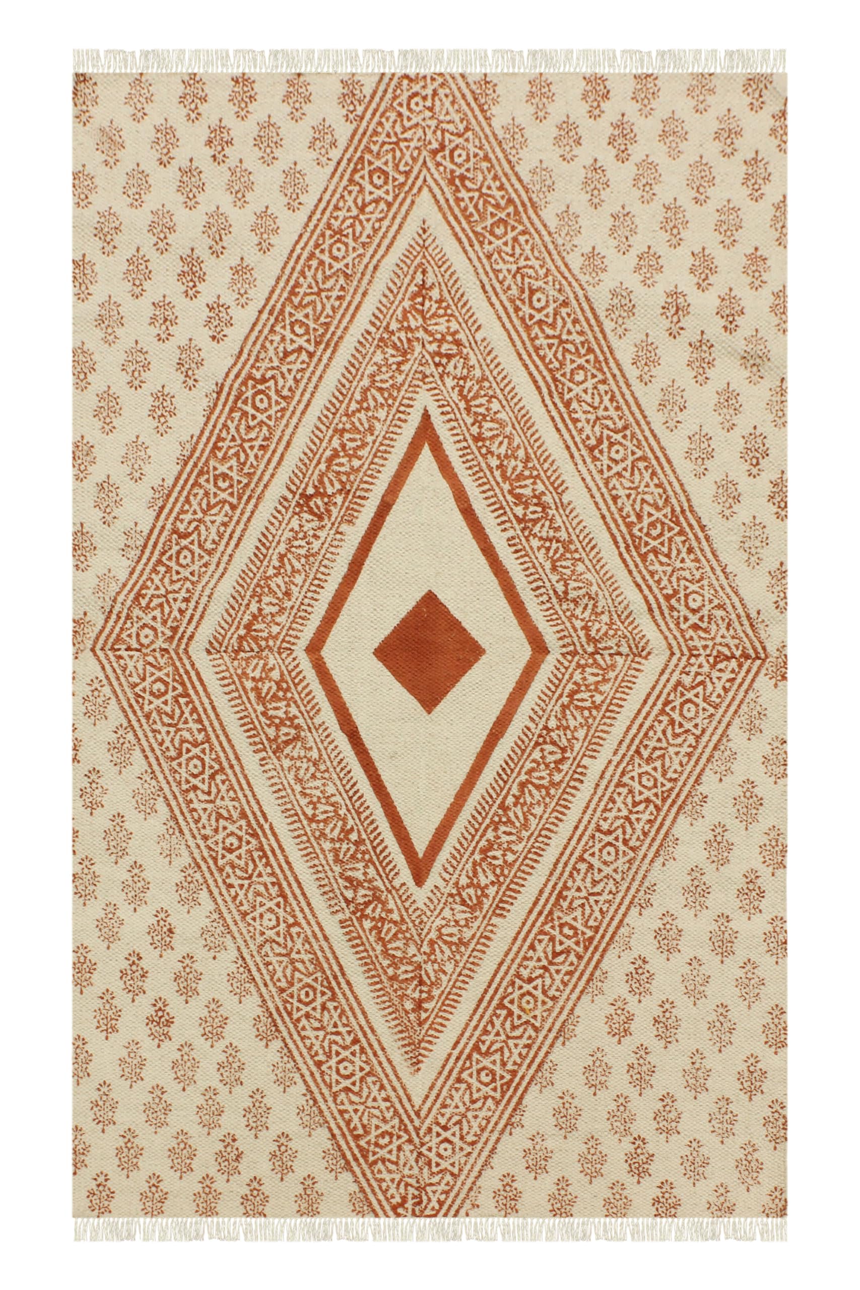 Tapis géométrique coton imprimé main entrée cuisine 120x240