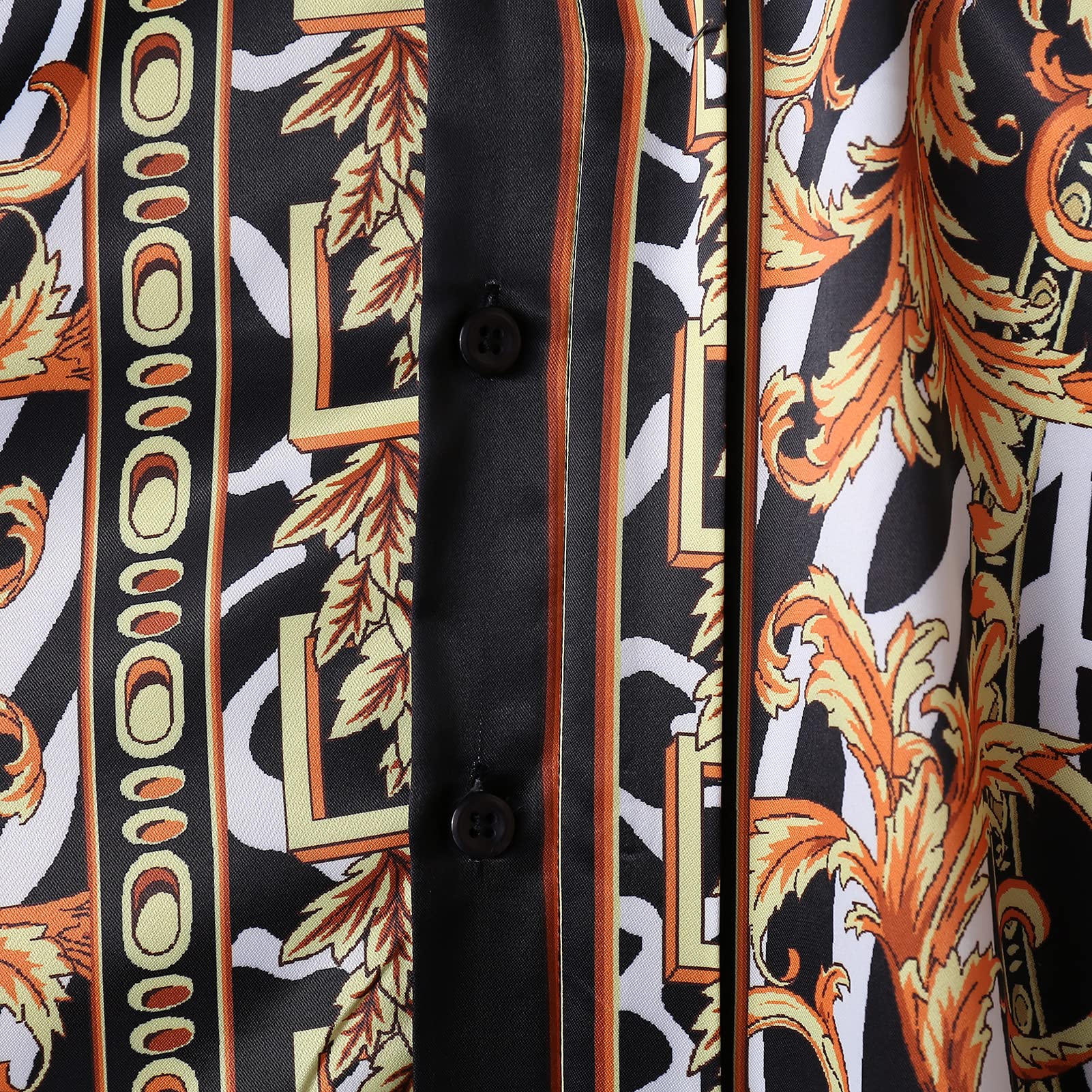 Camisa de vestir con botones de satén para hombre, ajustada, de manga larga y con estampado floral de lujo, de seda, para fiesta, graduación o discoteca