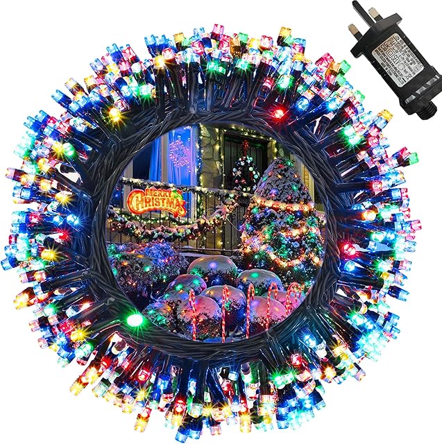 Moxled Christmas Tree Lights Multicolor - 35M 350 LED Outdoor Christmas Lights Waterproof, Timer, 8 Modes Expandable Fairy String Lights Mains Powered for Outdoor Indoor Xmas Tree Decorations