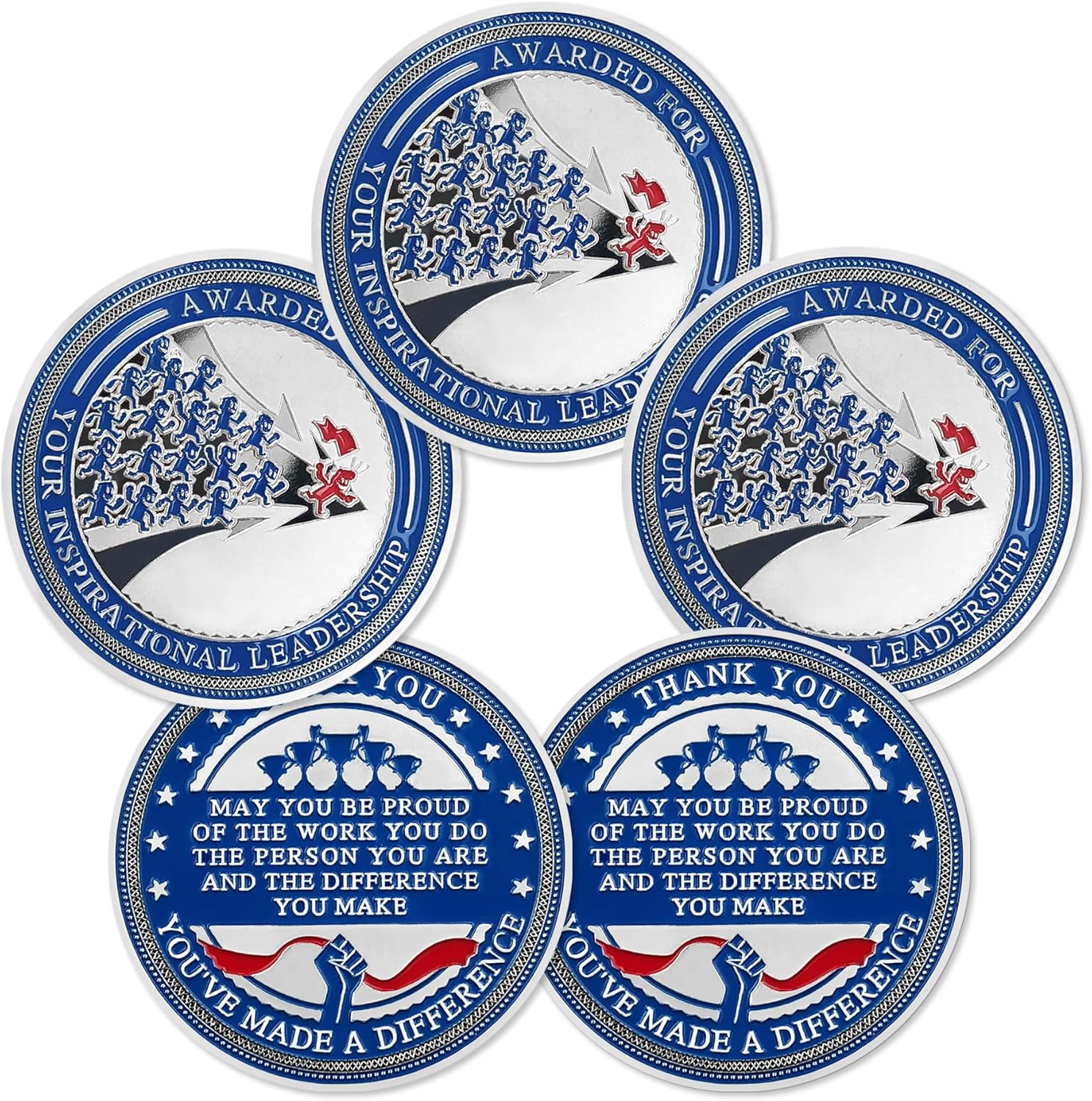 BHealthLife 5 Pcs Leadership Challenge Coins Set - Employee Appreciation Coins for Team leader - Inspirational Desktop Ornament Office Desk Gifts for Coworker Staff