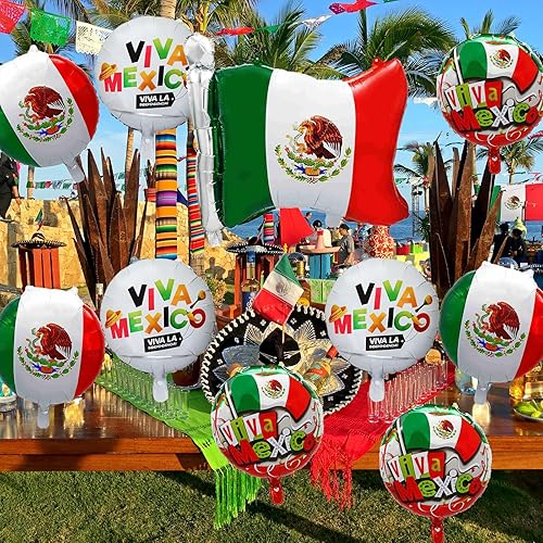 Miniatura 7 de 14 globos de aluminio para fiesta del Día de la Independencia de México, globos de aluminio Viva México Mylar para fiesta de cumpleaños temática del