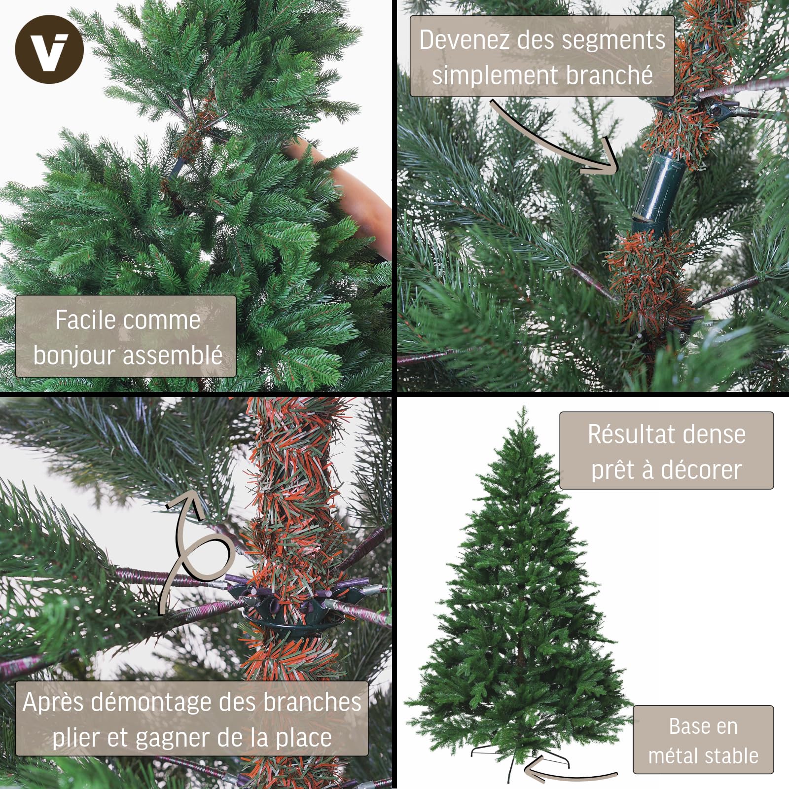 VIVANNO Sapin de Noël Artificiel Nordmann avec Neige 150 cm de Haut
