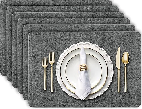 Miniatura 19 de Aofmee Juego de 4 manteles individuales resistentes al calor, manteles individuales lavables y duraderos de PVC, manteles individuales de vinilo